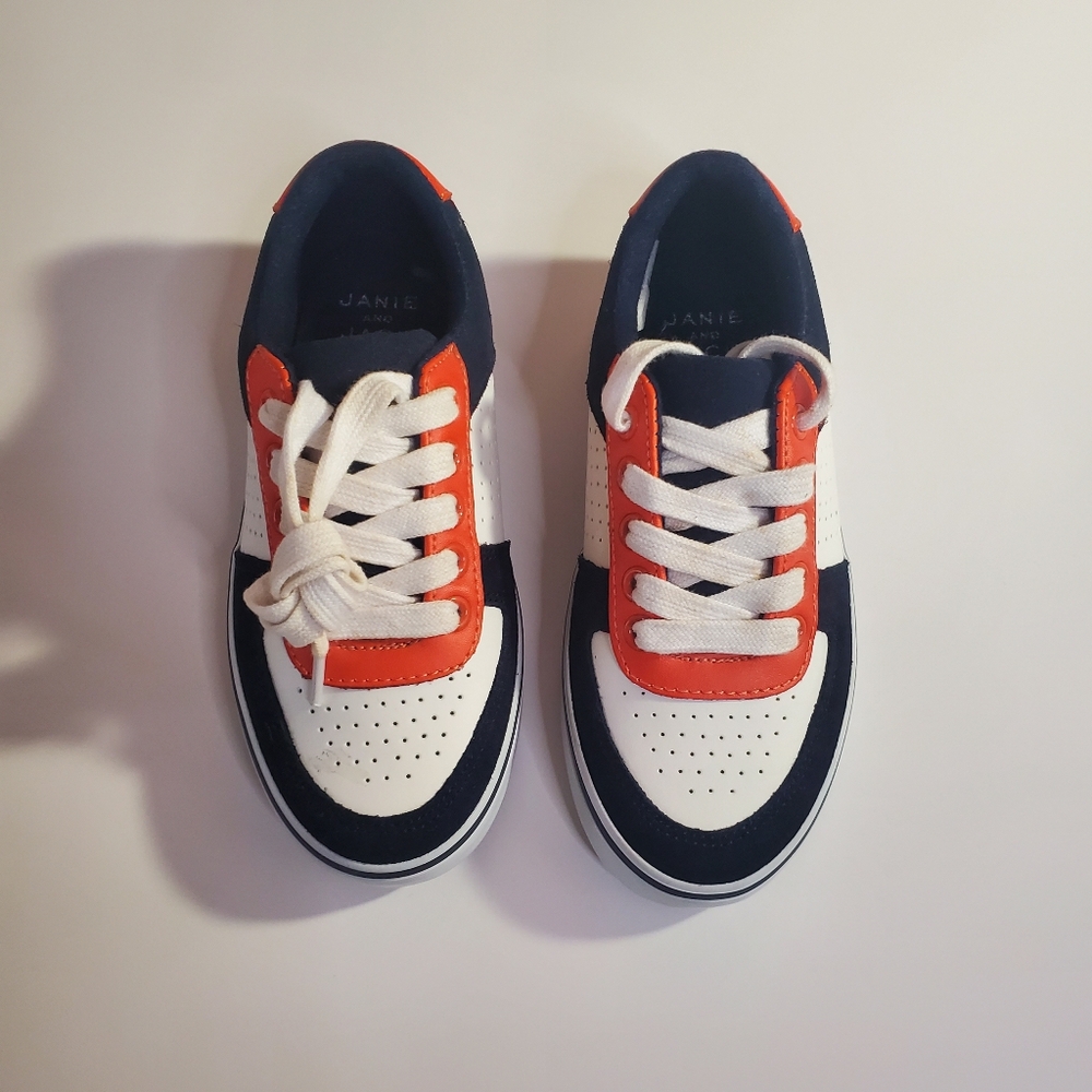 Janie&jack Colorblock Laceup Leather Sneaker,multicolor,size 12 boy